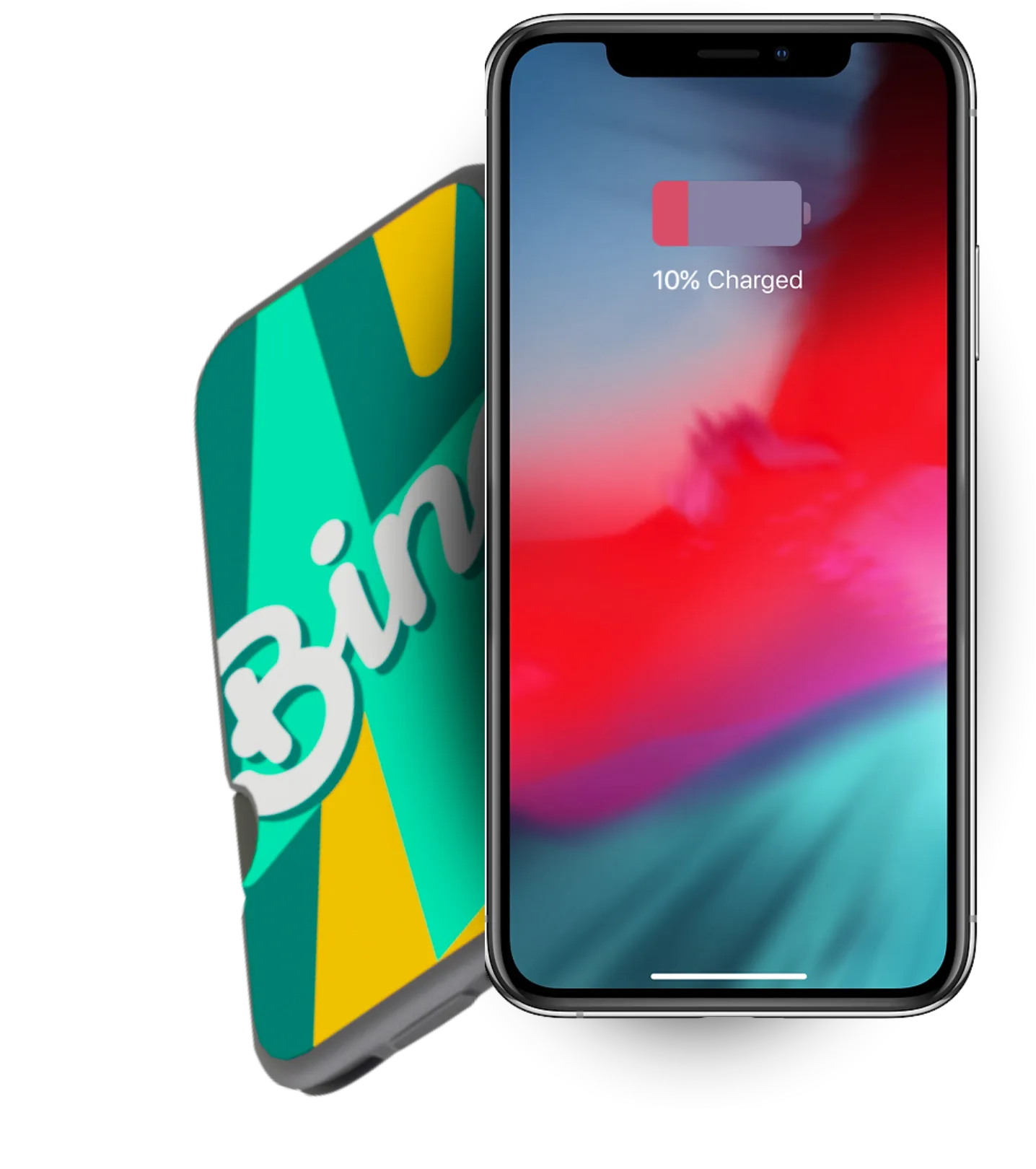 Bine power bank next to a smartphone